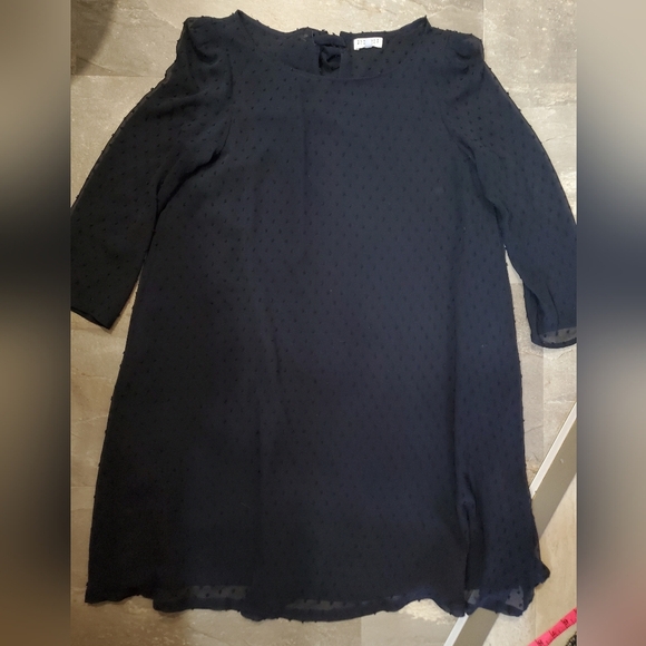 Claudie Pierlot Paris Rififi Dress. Sleeves. Navy Blue. Plumetis Dotted. 6 US. - Picture 2 of 14